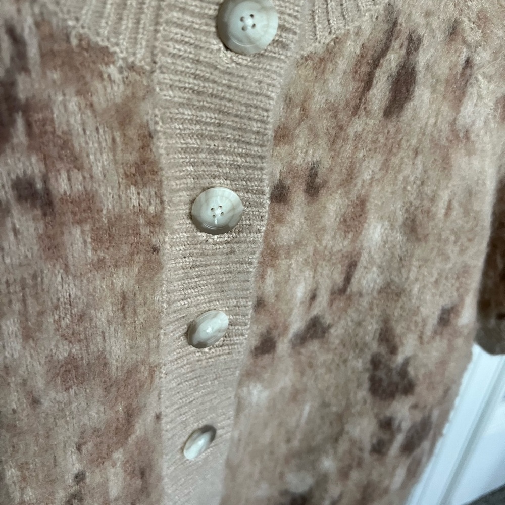 Anthropologie Women Cropped Short Sleeve Cardigan Animal Print Sweater SZ XL NEW - Picture 7 of 14